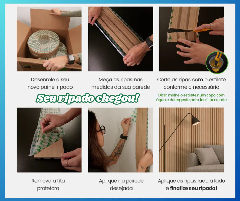 Painel de Ripa Laminado de EVA Autocolante Auréon - Sofisticação e Conforto em Cada Detalhe 🔥Queima de Estoque🔥